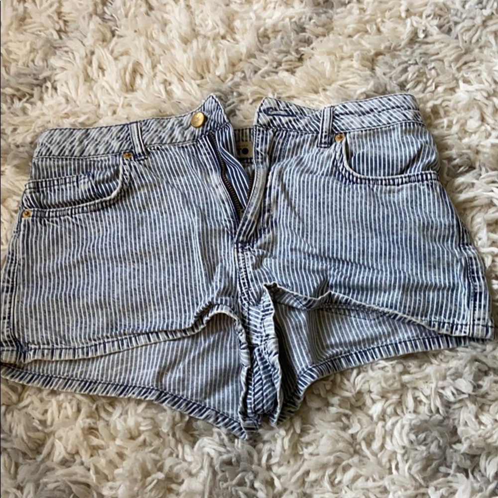 Topshop striped denim shorts